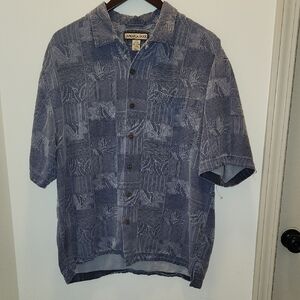 Jamaica Jaxx 100% Silk Mens Tropical Print Button Down Size Lg Vintage